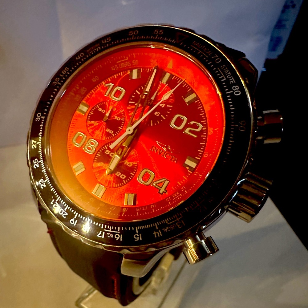 Invicta 18780 Men's 50mm AVIATOR NAUTICAL Chronograph Red Dial Watch